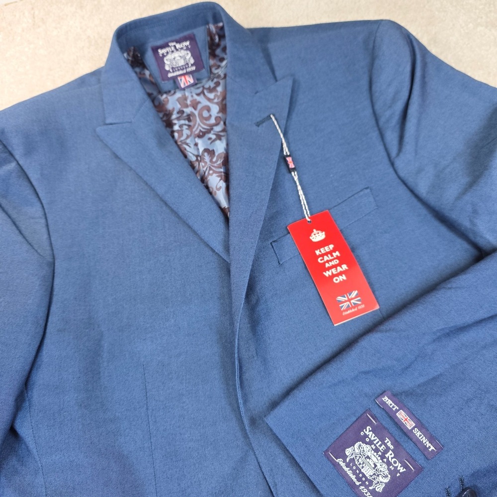 Savile Row Company Blazer Mens 40L Blue Long Sleeve Brixton Formal Classic NWT